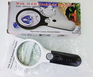 Loupe de lecture en plastique à double lentille avec 3 boules lumineuses LED, puissante, à maintien par clac, en promotion - Product Image 5