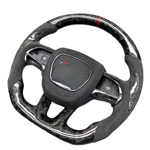 Volante Deportivo de Fibra de Carbono Forjado con Luces LED para Dodge Challenger Hellcat Charger <span class=keywords><strong>Rt</strong></span> Srt Scat Pack 2014 2015 <span class=keywords><strong>2016</strong></span> 2017 2018 2022 2023 - Product Image 4