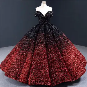 Bunte Farbverlauf Pailletten Ballkleider V-Ausschnitt boden lang Sweet Prom Party kleid Quince anera Kleider