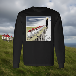 Camiseta de manga larga unisex con cuello redondo y estampado digital para adultos, promocional, con la frase 'You're In A Cult' - Product Image 3