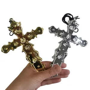 Halloween nun Crucifix props cosplay priest nun priest preacher praying thick golden cross necklaces Clothing decoration