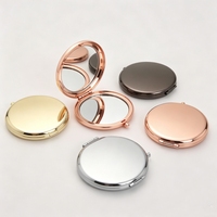 Miroir de poche rond en métal Cadeau promotionnel Miroir compact à gravure laser en métal vierge