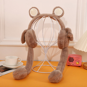 Couvre-oreilles en peluche amusants pour adultes - Couvre-oreilles chauds d'hiver avec matériau épaissi et oreilles mobiles, taille unique - Product Image 3