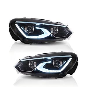 Faros Delanteros LED Secuenciales para VW Golf 6 MK6 2010-2014, Conjunto <span class=keywords><strong>de</strong></span> Lámparas Delanteras <span class=keywords><strong>con</strong></span> Señal <span class=keywords><strong>de</strong></span> Giro Dinámica, DRL, Proyector, Volkswagen VI - Product Image 1