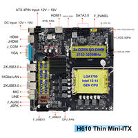 Nouvelle carte mère H610 Thin Mini-ITX compatible avec les processeurs Intel Core de 12e à 14e génération LGA1700, 2x DDR4 RAM, NVMe SATA3.0 M.2, carte mère H610 ITX
