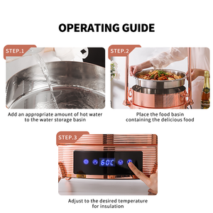 WINNERS Or rose Acier inoxydable 2 en 1 Buffet <span class=keywords><strong>Chauffe</strong></span>-plats Restauration Lampes chauffantes Service buffet Plaque chauffante avec bassin alimentaire - Product Image 6