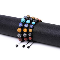 Réglable 8mm 10mm 12mm Planètes Espace Étoile Bracelet Perlé Pierre Naturelle Tissé Solaire Bracelets pour Femmes Accessoire De Mode