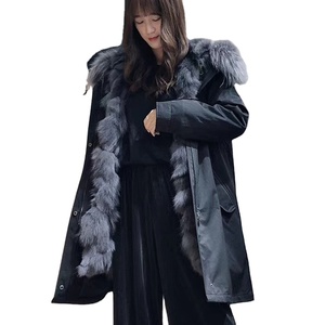 Moderno adulto donne del rivestimento della pelliccia di volpe della pelliccia parka pelliccia di procione assetto cappotto - Product Image 2