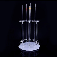 Soporte para pipetas acrílico de doble propósito Degao, trapezoidal y con disco giratorio redondo, 14 orificios, 28 orificios, para pipetas serológicas de vidrio.
