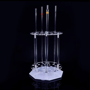 Soporte para pipetas acrílico de doble propósito Degao, trapezoidal y con disco giratorio redondo, 14 orificios, 28 orificios, para pipetas serológicas de vidrio. - Product Image 4