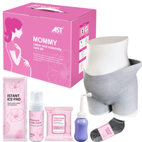 Lot de 5 culottes jetables en coton pour la maternité avec tampons à l'hamamélis et spray cicatrisant périnéal - Échantillon gratuit - Kit d'hygiène féminine