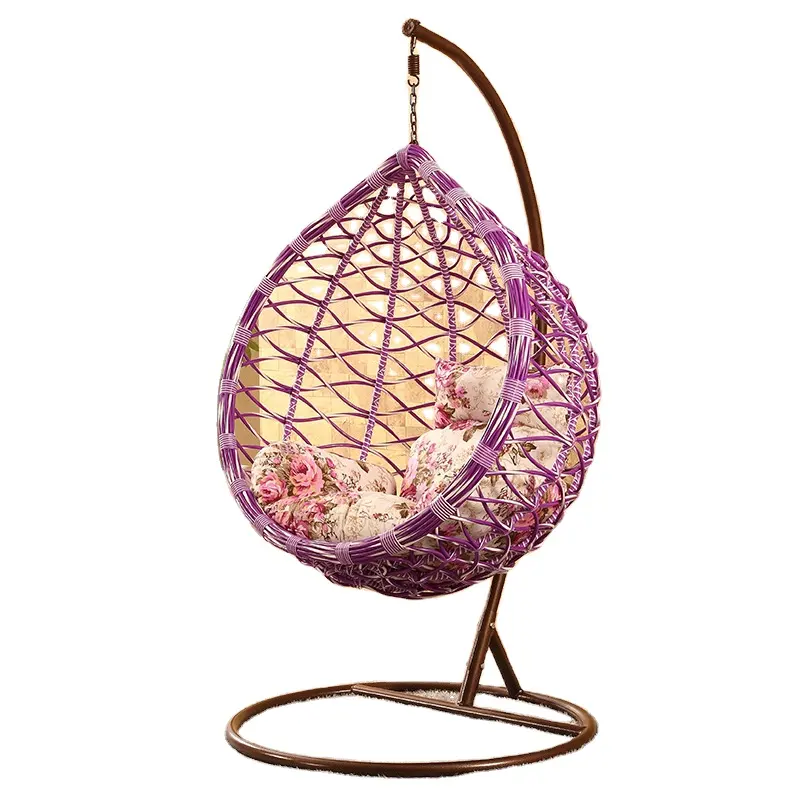 Gartenmöbel im Freien Rattan Patio Schaukeln mit Ständer Pink Black Bag Green Hanging Egg Chair