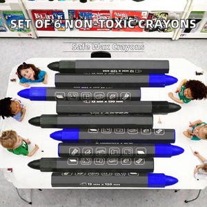 Lot de 6 crayons de cire en boîte kraft, non toxiques, non effaçables, avec logo personnalisé, impression numérique, 5 couleurs, design unique, vente en gros - Product Image 2