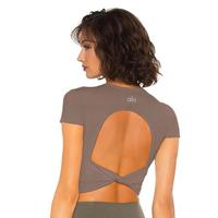 Camiseta Deportiva de Compresión para Mujer, Ajustada, de Nailon y Elastano, con Espalda Descubierta, para Pilates, Ropa Deportiva, Venta al Por Mayor