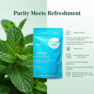 מסטיק לועב למבוגרים L-Tanine עם קפאין, ללא סוכר, בטעם מנטה, תומך ברכוון, LUVVITA סיטונאי - Product Image 3