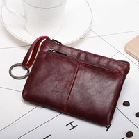 Portefeuille miniature vintage en cuir véritable, porte-monnaie en cuir de vachette, porte-cartes portable décontracté, petite pochette à monnaie