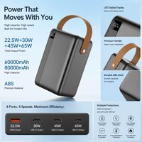 Station d'alimentation portable S&C BAT 80000mAh 22.5W à charge rapide, 2 sorties Type-C, trois sorties USB, batterie Li-Polymère, matériau plastique ABS