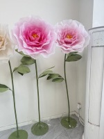 Fleurs artificielles géantes en organza personnalisées, pivoines, grandes fleurs avec support pour la décoration de centres commerciaux, de mariages et d'événements