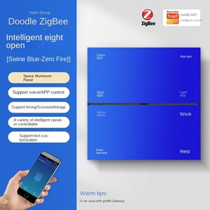 Yuhe Group Graffiti ZigBee 8-Way Smart <b>Wall</b> <b>Switch</b> Elegant White Touch Panel Tuya App Control Minimalist Design - Product Image 5