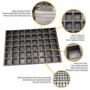 Bandeja para Hornear de Acero Aluminizado Antiadherente para Panadería Industrial, con 48 Moldes Cuadrados para Cupcakes y Muffins - Product Image 2