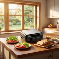 Grille-pain électrique automatique vertical 4 tranches avec plaques fixes antiadhésives, appareil de petit-déjeuner pour la cuisine domestique