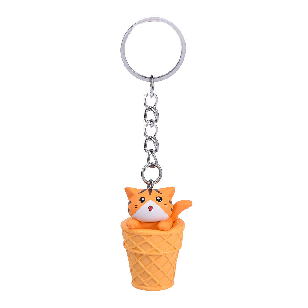 Yellow open mouth cat + yellow bucket keychain