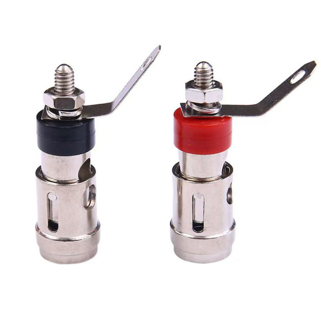 High Quality Self-locking Nickel-plated Long Life Copper Alloy Speaker Terminal Socket Push-in Male Binding Post Spring Loaded