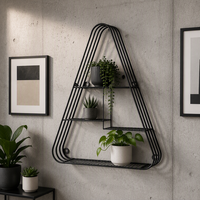 Étagère Murale en Métal Noir pour Salon, 55.88*14.61*72.39CM, Vente en Gros, Décoration Murale Superposée