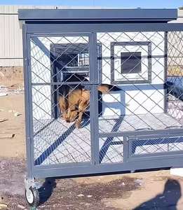 Modern açık köpek evi güneş enerjili demir köpek Villa çıkarılabilir yıkanabilir kafes özelleştirilebilir dış mekan mobilyası her mevsim için - Product Image 1