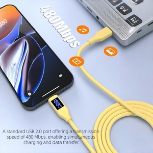 Pd 60W สายซิลิโคนแท้พิมพ์-C เป็น Type-C ชาร์จเร็ว LED แสดงข้อมูลดิจิตอลสำหรับ IPhone17 16 15 Samsung คอมพิวเตอร์และกล้อง - Product Image 6