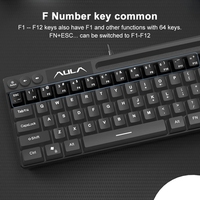 AULA F3061 Mini clavier mécanique rétroéclairé RVB filaire à 64 touches avec sensation mécanique