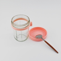Portable 11oz/350ml nouveau pot en verre ensemble classique petit déjeuner tasse conteneur couvercles cuillères pour la nuit farine d'avoine utilisation alimentaire pour les fêtes