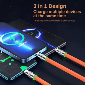 <span class=keywords><strong>B</strong></span>án Hàng Nóng 3-Trong-1 120W <span class=keywords><strong>USB</strong></span> Để C 1.2M Silicon Nhanh Chóng Sạc Cáp Dữ Liệu Tương Thích Với IOS Máy Tính Có Tính Kẽm Hợp Kim Cho Điện Thoại - Product Image 4