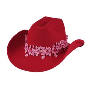 Sombrero de Vaquero de Fieltro Rosa <span class=keywords><strong>Pastel</strong></span> para Mujer, Novedad 2026, con Adorno de Bordado de Hojas en 3D, para Todas las Temporadas, Deportes y Moda al Aire Libre - Product Image 5