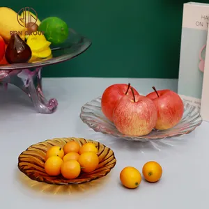 Transparent Amber Sweet Candy Serving Stand Decoration Plate Set for Wedding Unbreakable Fruit Serving Plastic Plates