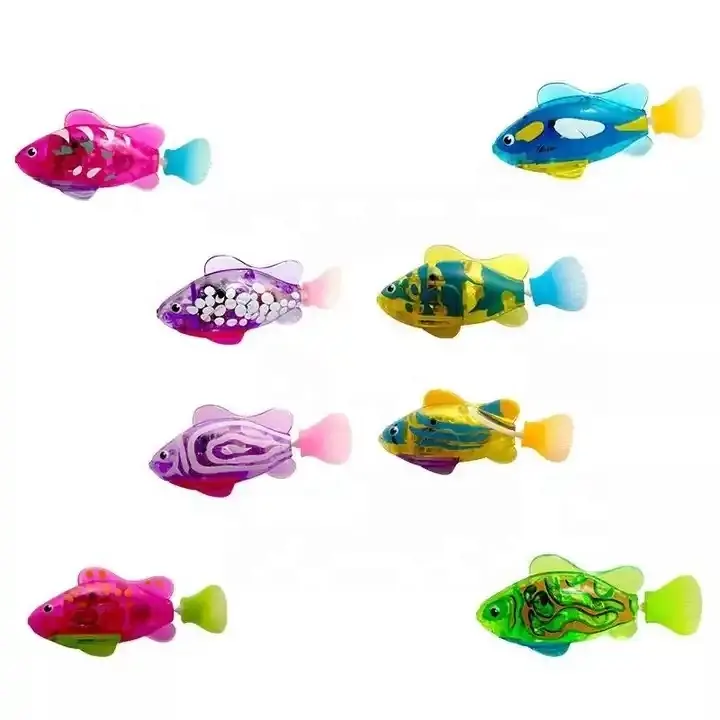 Hot Sale New Arrival Plastic Swimming Robot Fish Cat Toy Electric Led Light Fish Interactive Cat Toy