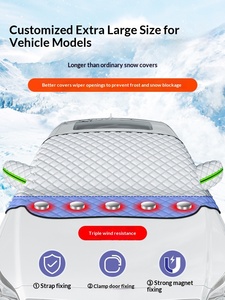 Housse de <span class=keywords><strong>protection</strong></span> hivernale pour <span class=keywords><strong>pare</strong></span>-<span class=keywords><strong>brise</strong></span> de voiture, anti-givre, anti-vent, en tissu épais, couleur unie, manuelle - Product Image 3