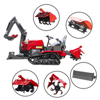 Mini tracteur chenillé 25HP 35HP avec motoculteur rotatif et pelle pour l'agriculture