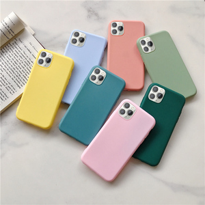 Étuis de téléphone IVANHOE de couleur bonbon tendance pour iPhone 12 11 <span class=keywords><strong>Pro</strong></span> Max X XR XS 8 7 6 Plus, <span class=keywords><strong>coque</strong></span> arrière en TPU souple de couleur unie simple - Product Image 2