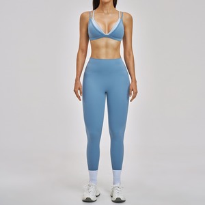 Ensemble <span class=keywords><strong>de</strong></span> <span class=keywords><strong>yoga</strong></span> superposé pour <span class=keywords><strong>femme</strong></span>, <span class=keywords><strong>tenue</strong></span> <span class=keywords><strong>de</strong></span> sport à bretelles spaghetti pour la course et l'entraînement - Product Image 5