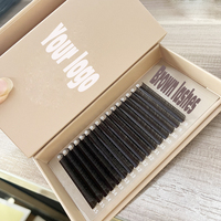 Extensions de cils individuelles en faux vison de marque privée, velours classique, cachemire, extension de cils 0,03, volume facile à éventailer