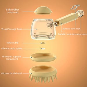 Brosse de bain multifonctionnelle pour animaux de compagnie en silicone souple et caoutchouc, avec distributeur de savon intégré pour le toilettage et le massage des chiens, idéale pour la salle de bain - Product Image 4