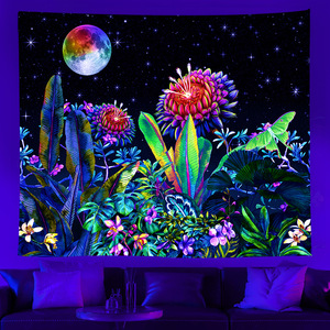 Tapiz colgante de pared fluorescente, Fondo de Mandala psicodélico, suministros de <span class=keywords><strong>brujería</strong></span>, tapiz de seta de luz púrpura - Product Image 2