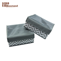 Boîte de rangement pliable pour vêtements et articles divers, grande capacité, en tissu rayé ondulé avec couvercle