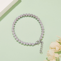 Bracelet de tennis sac rond classique S925 plaqué argent or blanc 18 carats Moissanite 2mm diamant classe D 3.5CT 18CM Chian