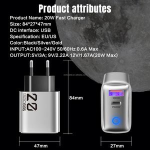 20W QC3.0 PD Fast Charger 2 Port USB Wall <b>Adapter</b> for 15/16 Pro Max Camera & Earphone Use - Product Image 3