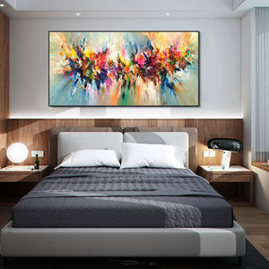 100% pintado a mano abstracto colorido lienzo flor pared arte pintura al óleo abstracto - Product Image 4