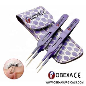 Juego de pinzas para extensiones de pestañas de acero inoxidable Diseño de punta recta puntiaguda - Product Image 2