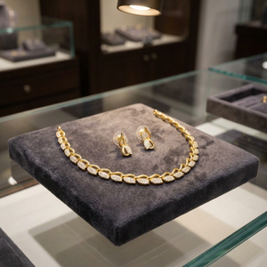 Colección Elegante de Alta Calidad, Juego de Collar y Aretes con Perlas de Imitación y Kundan Chapado en Oro, Joyería de Boda para Mujer, Diseño Geométrico Clásico - Product Image 2