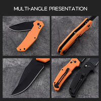 Couteau pliant Bochen, manche en plastique, lame en acier 3cr13, pour le camping et la randonnée en plein air, orange et noir, placage titane